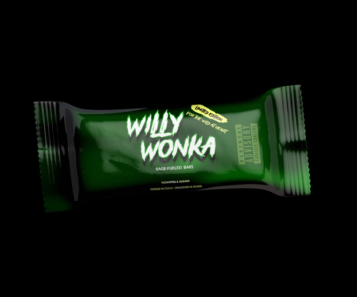 Willy Wonka chocolate bar packaging mockup
